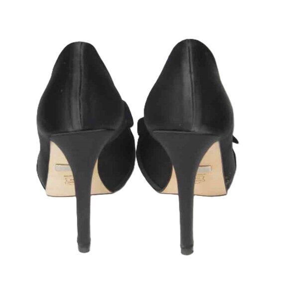 Badgley Mischka Spain Black Satin Stiletto Heels Shoes Women's Size 6.5B - Picture 3 of 6